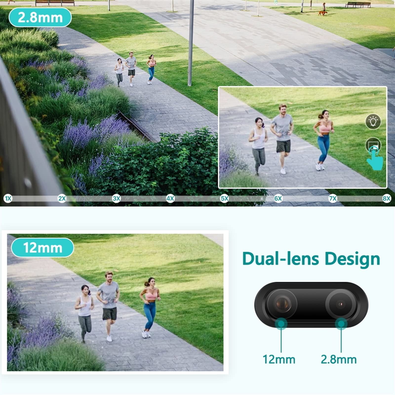 Kamery Monitoringu, Kamera IP 8MP 4K PTZ 8x Zoom podwójny obiektyw wykrywanie człowieka kamera telewizji przemysłowej 4MP zewnętrzna kamera CCTV kamera monitorująca aplikacja ICSEE(8MP With 32G Card)