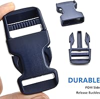 Vista 2 de Juego de correas de hebillas de 1 pulgada con correa de nailon de 10 yardas, 10 hebillas de plástico de liberación lateral rápida, 20 clips Azul