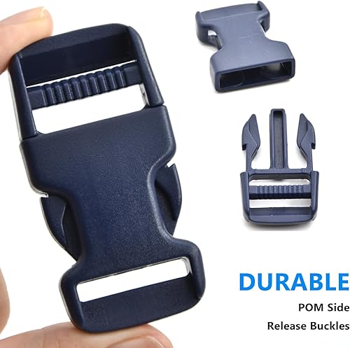 Miniatura 2 de Juego de correas de hebillas de 1 pulgada con correa de nailon de 10 yardas, 10 hebillas de plástico de liberación lateral rápida, 20 clips