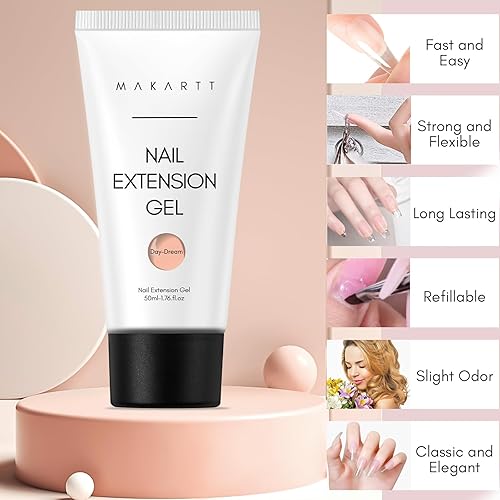 Vista 149 de Makartt - Gel de uñas de polietileno, 1.7 oz (50 ml), constructor, extensión, fortalecedor, gel de color duro, multifuncional, larga duración, fácil