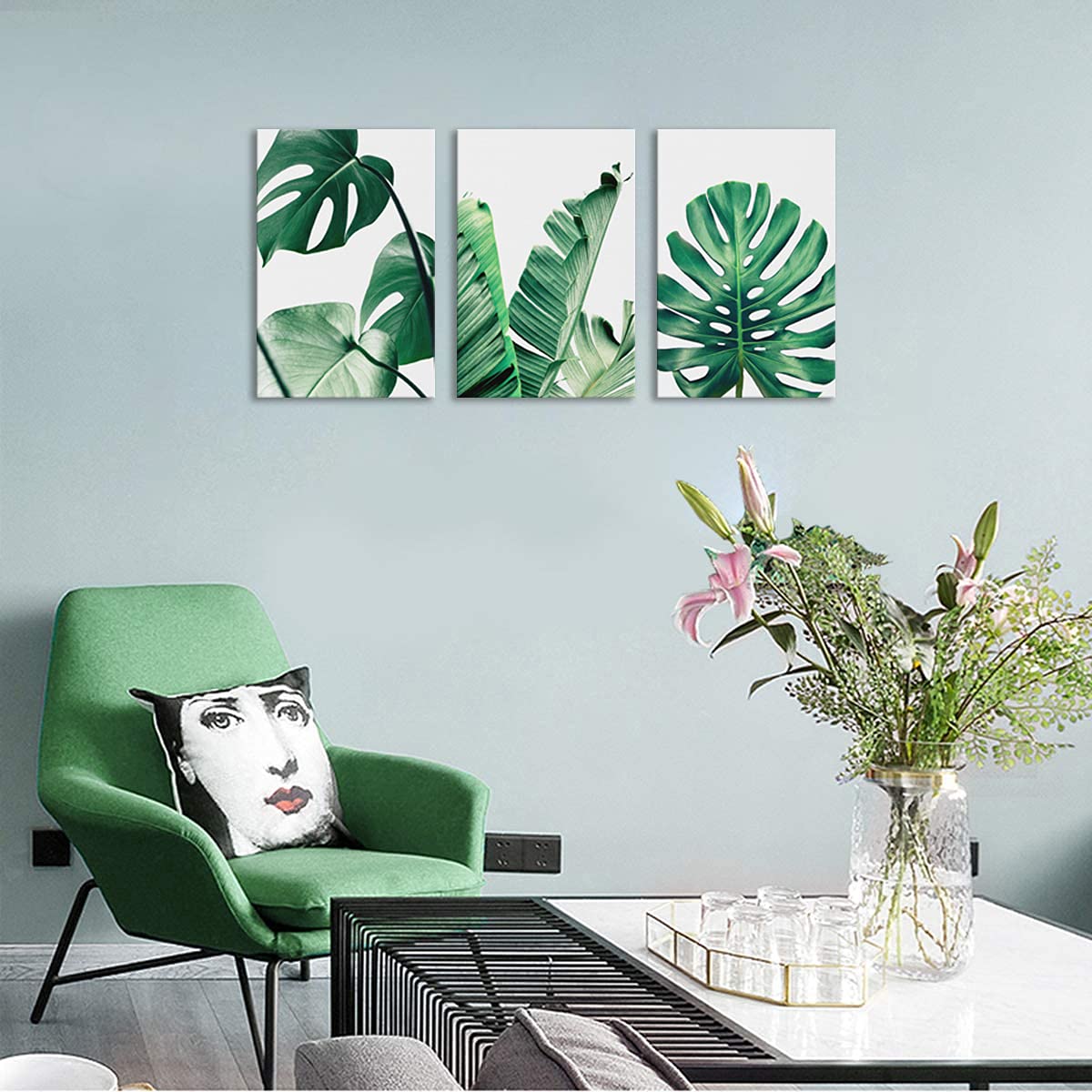 Amazon.co.jp: 緑葉 アートパネル 北欧 植物 絵画 グリーン植 緑