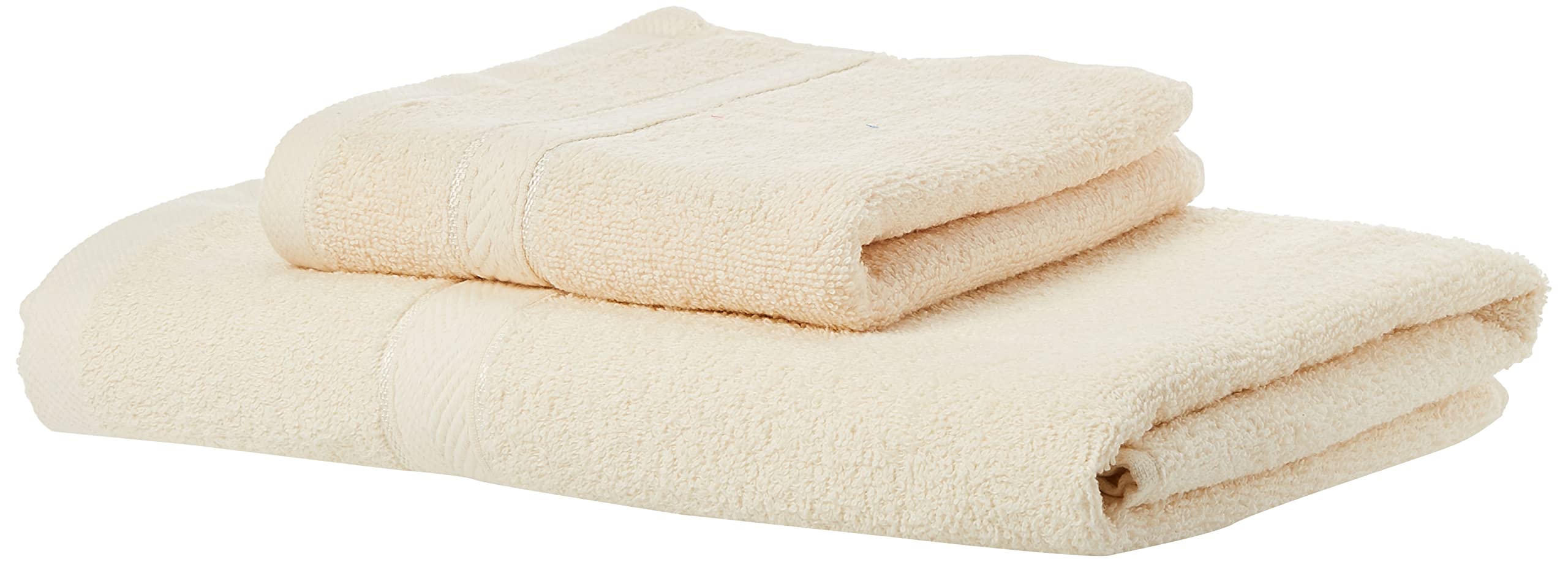 Hotel Linen Klub Cotton-Rich 480GSM Terry Bath Towel 2 Piece Set - Quick-Dry, Highly Absorbent for a Spa Experience at Home, Size: Bath Towel 70 x 140 cm & Hand Towel 40 x 70 cm, Cream
