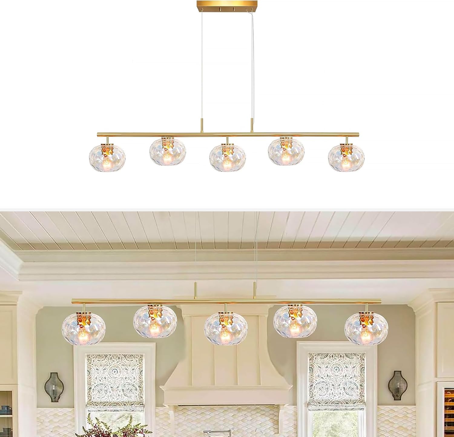 7" Glass Shade Replacement for E26 Pendant Lights, Colorful Hammered Globe Lampshade for Wall Sconce, Dia 7", Height 5", Fitter 1.65" (Stained - 1 pc)