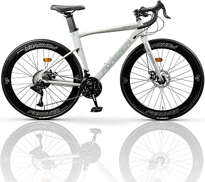 Road Bike, 24-Speed Gear, Cross Bike, Mechanical Disc Brake, 700 x 28C, Bicycle, Ultra Lightweight High Carbon Steel Frame, Wire Lock, Includes Gift for Sports Bikes, Street Riding, Commuting to Work