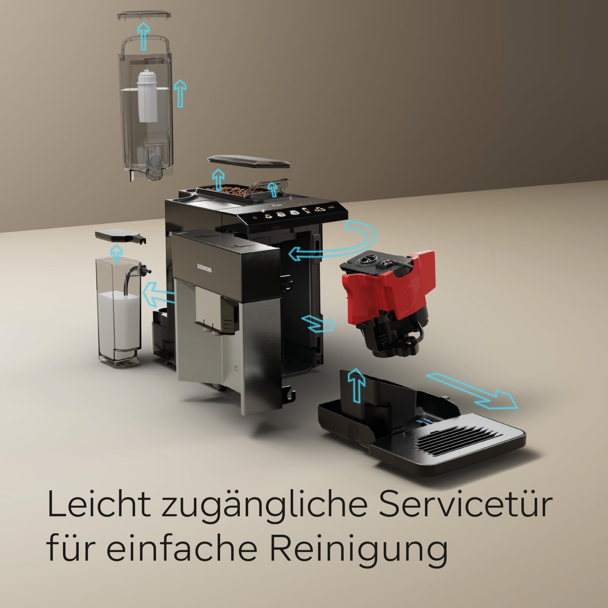 Siemens Kaffeevollautomat EQ500 integral, farbiges TFT-Display, 9 Kaffee- und Milchgetränke, Doppeltassenfunktion, Tassenwärmer, entnehmbare Brüheinheit, Edelstahl schwarz, TQ517D03