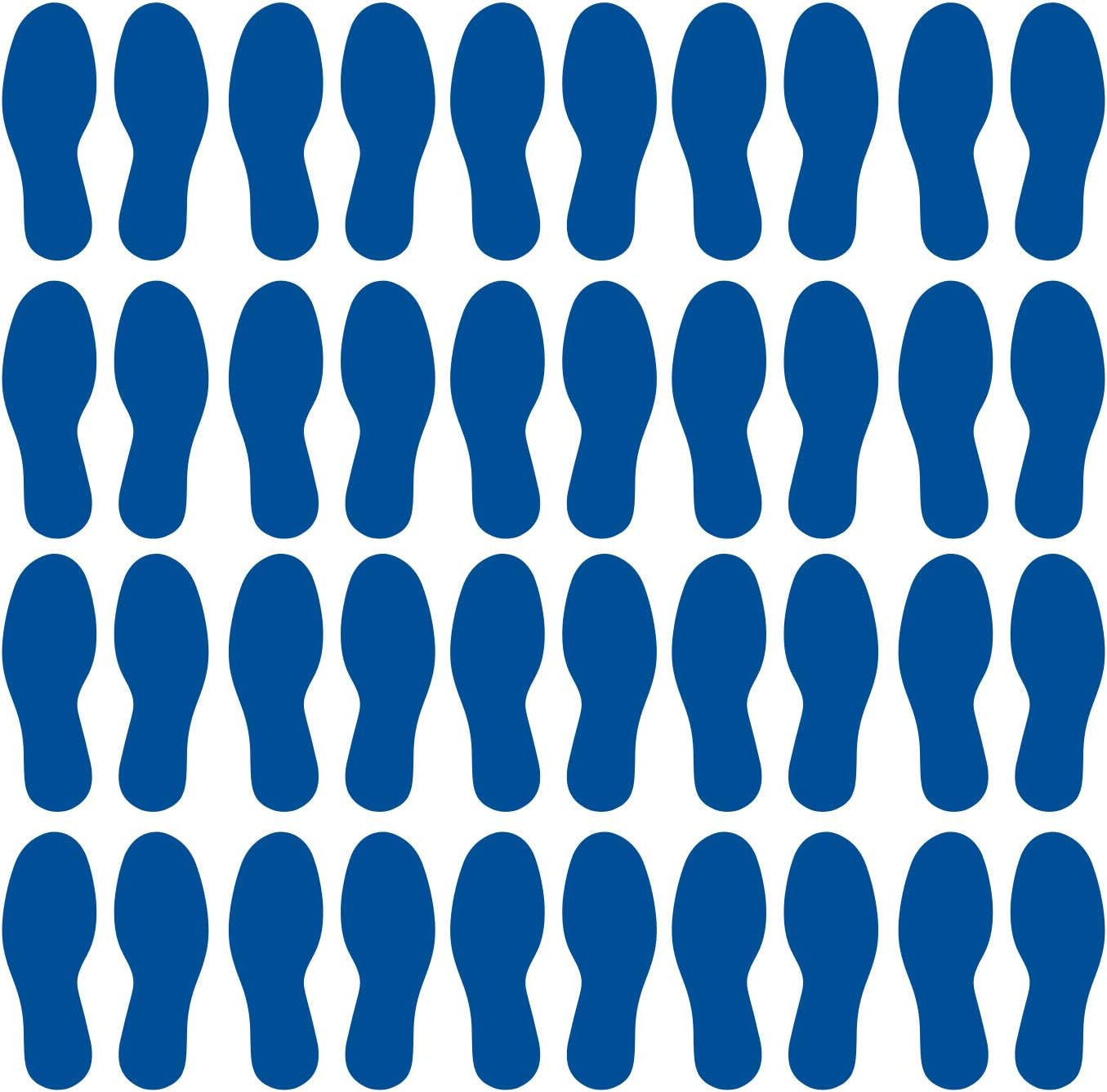 LiteMark Removable Matte Finish Blue 10.5 Inch Large Footprint Decal Vinyl Stickers | Great for Floors, Ceilings, Walls, and Most Smooth Surfaces | Pack of 40 Footprints (20 Pairs)