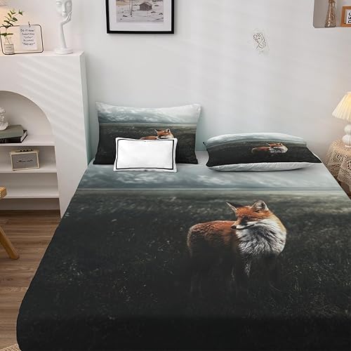 Miniatura 2 de Fox Sheets K8-&-47 - Juego de sábanas y fundas de almohada de 4 piezas, sábana bajera ajustable de microfibra suave con bolsillo profundo, sábana