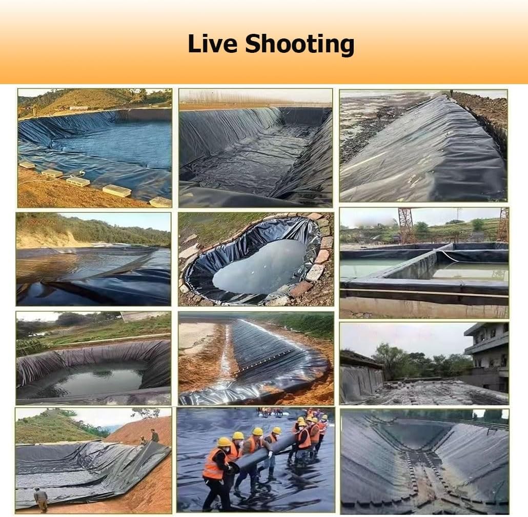 6.6-164 Feet Long 20 Mil Thickness Pond Liner, Black HDPE Collapsible Fish Pond Mat/Liner for Waterfall Garden Fountains Water Features(1x3m/3.3x9.8')