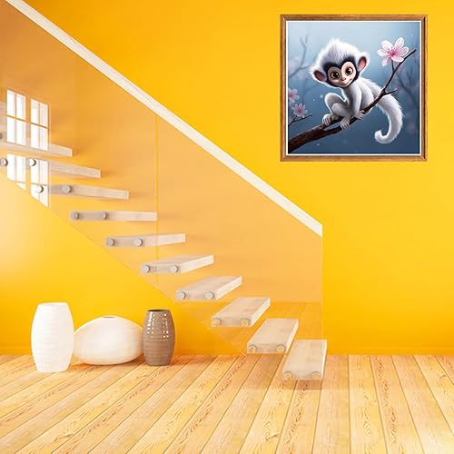 Miniatura 3 de Bimkole Pintura de diamantes 5D con diseño de flor de mono por números, kit de pintura con diamantes, arte de bricolaje, taladro completo,