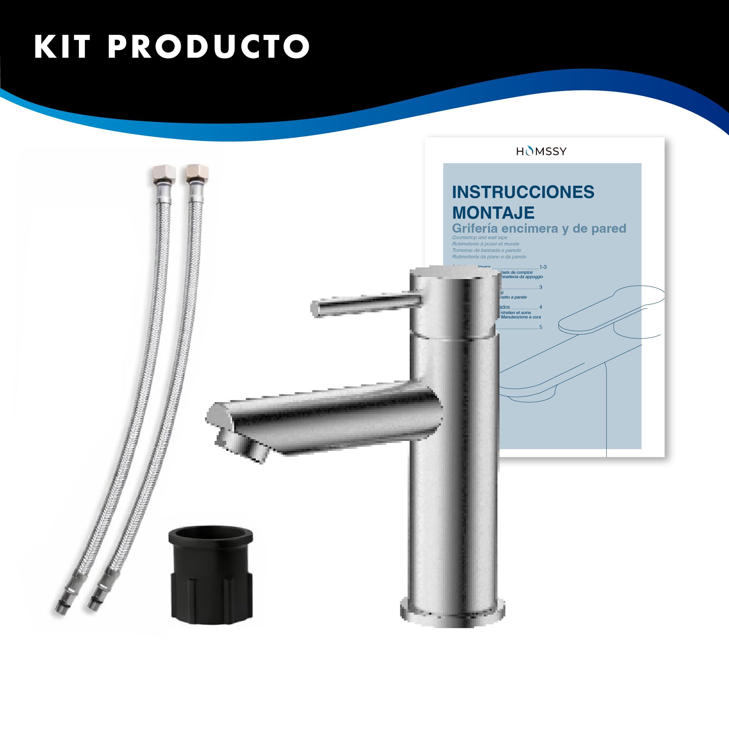 Grifo Lavabo Monomando Inox Cepillado