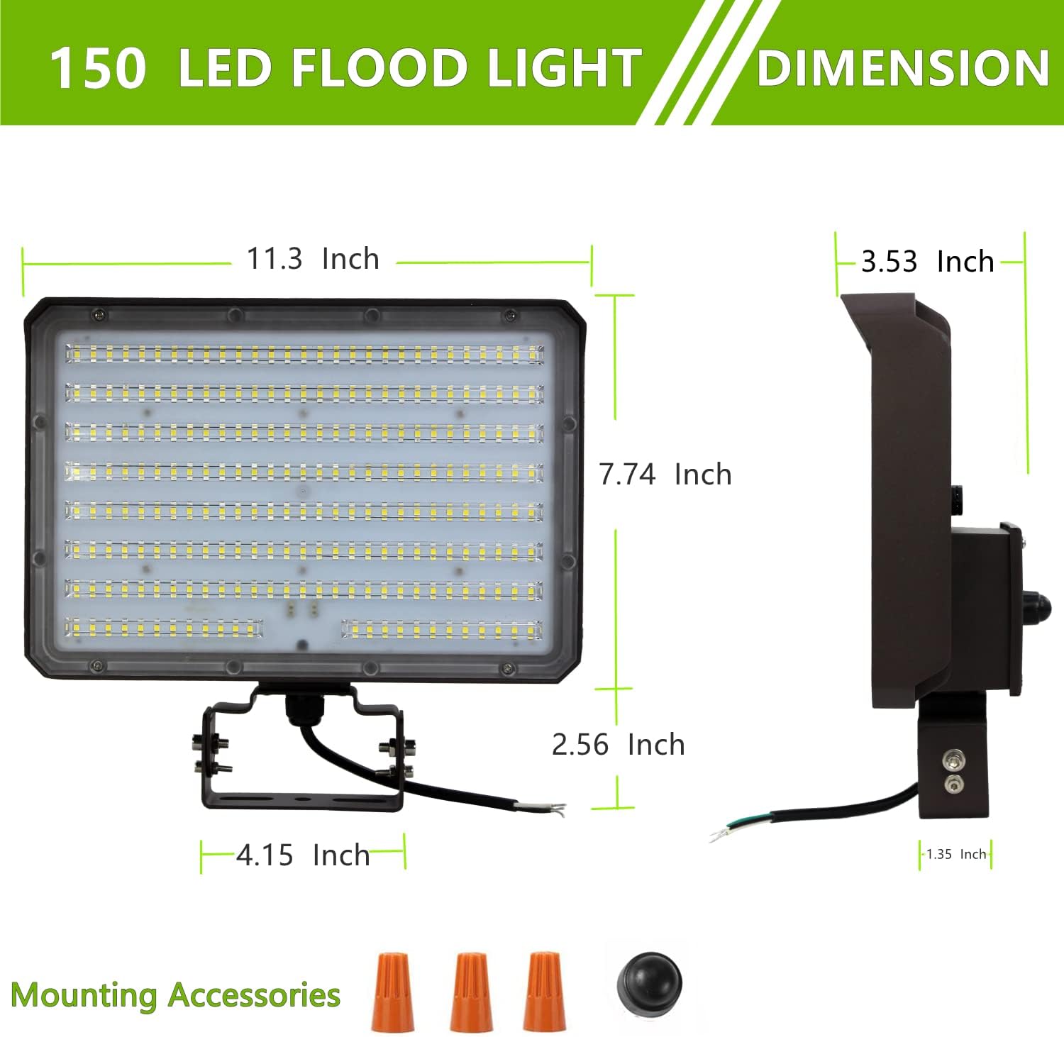 Dusk to Dawn Outdoor 150W LED Flood Light, 21000LM 1000W Equivalent, 100-277V 5000K Daylight, ETL Commercial LED Flood Light Fixture, Outdoor Security Lighting for Landscape,Parking Lot