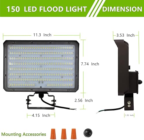 Miniatura 6 de Luz de inundación LED de 150 W para exteriores, 21000 lm equivalente a 1000 W, 100-277 V 5000 K, lámpara de inundación LED comercial ETL,