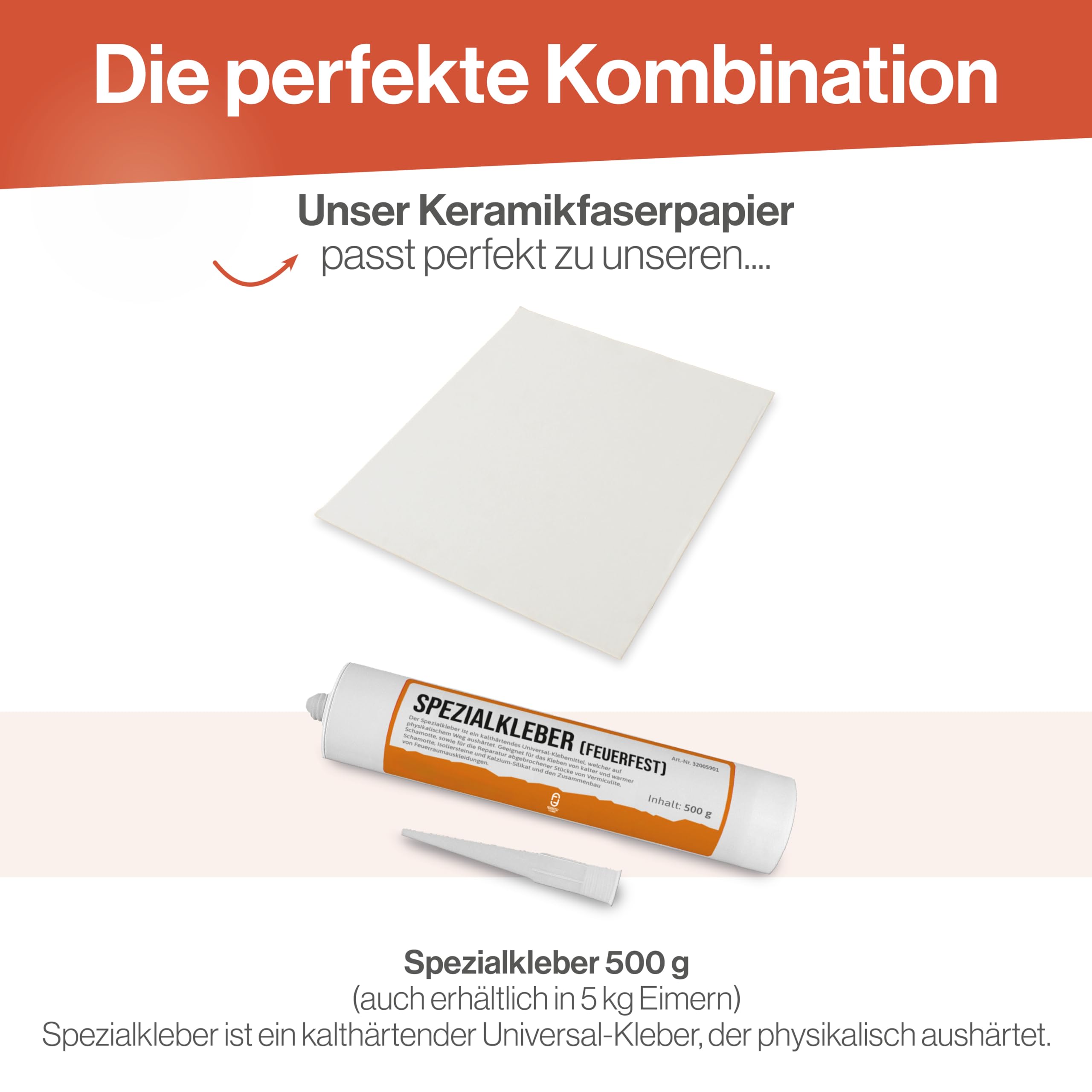 Feuerfest 123 - Keramikfaserpapier - Hochtemperatur-Isolierpapier hitzebeständig bis 1.260 °C - feuerfestes Papier für Öfen, Kamine und Heizungen [2 Stück - 1000x1000x2 mm]