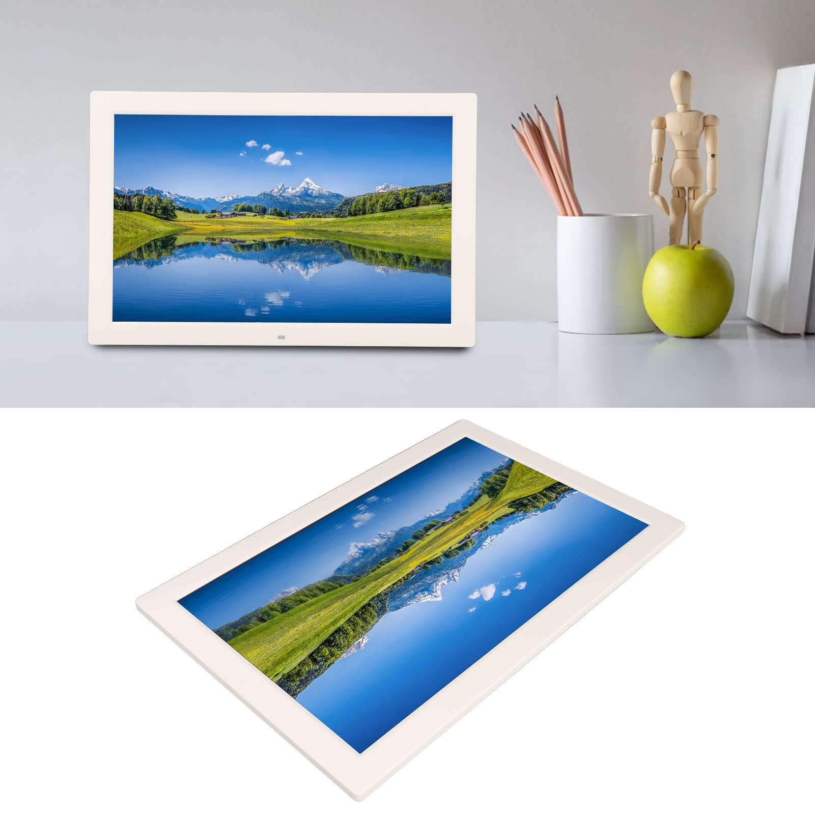 17 Zoll Digitaler Bilderrahmen mit Fernbedienung, 1440 X 900 16:10 IPS Elektronischer Video Bilderrahmen, Unterstützt USB/MMC/TF, für Freunde, Familie, Keine WiFi