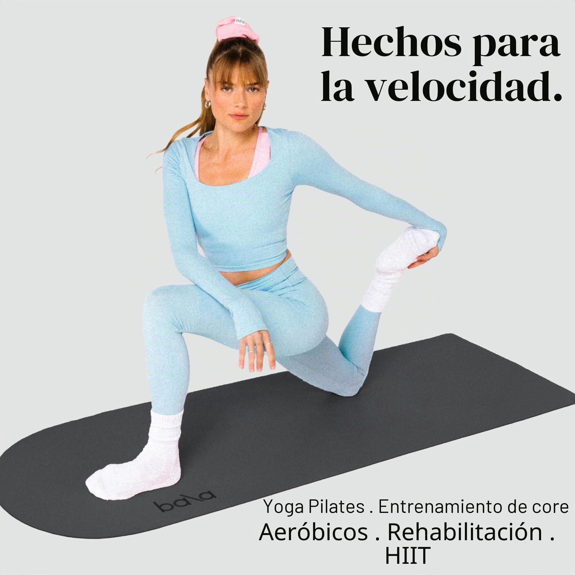 Bala Esterilla de yoga para gimnasio en casa, antideslizante, para el hogar, estiramiento, pilates, aeróbicos, entrenamiento en el suelo y fitness, esterilla de entrenamiento en interiores