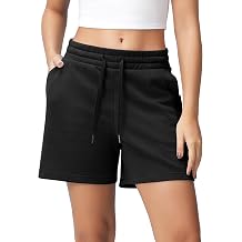 ODODOS Womens Sweat Shorts 5" Cotton French Terry High Waist Workout Casual Lounge Shorts with Pockets