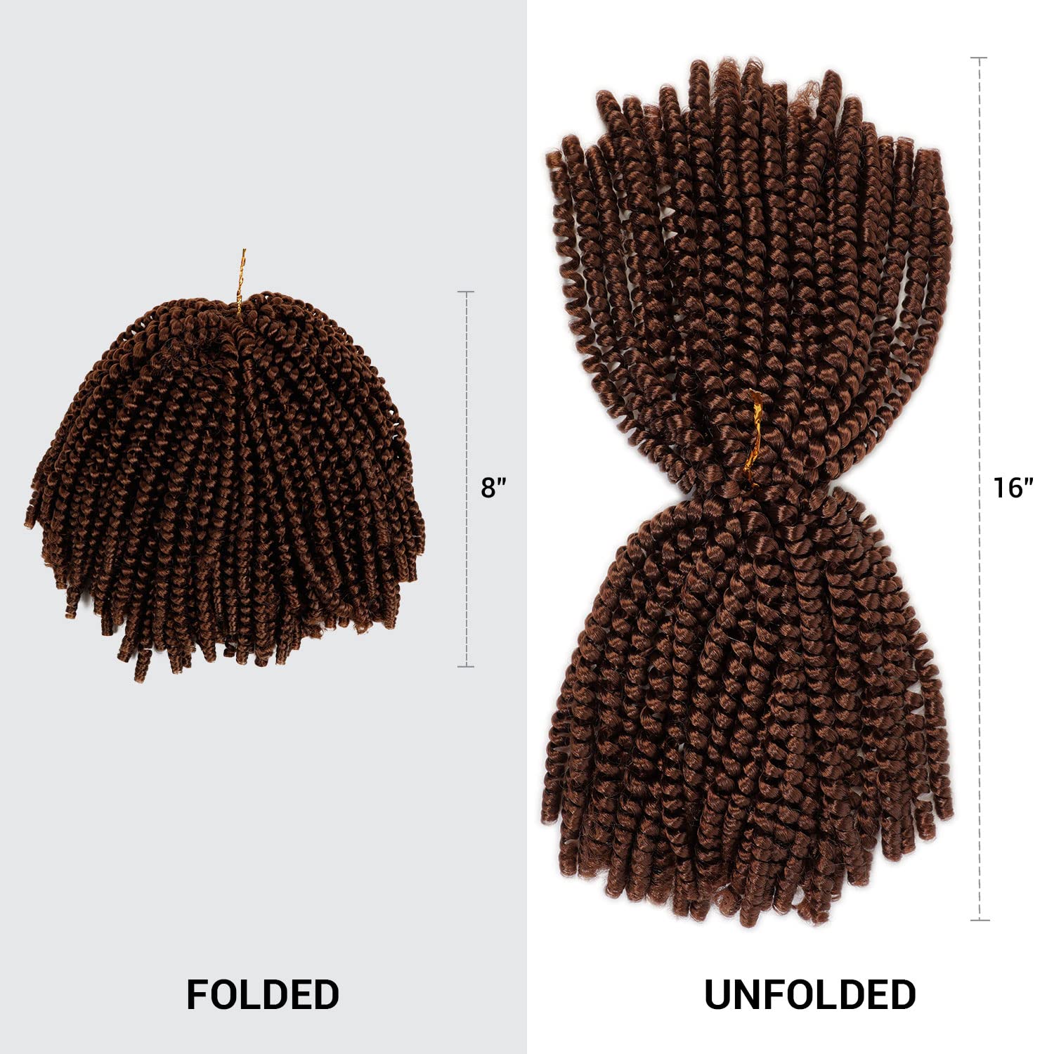 8 Inch 90 Strands(3 Packs) AU-THEN-TIC Spring Twist Crochet Hair Bomb Twist Crochet Braids Hair for Passion Twist Butterfly Locs Hair Extensions (3 Pack (90 Strands), 30-Light Auburn)