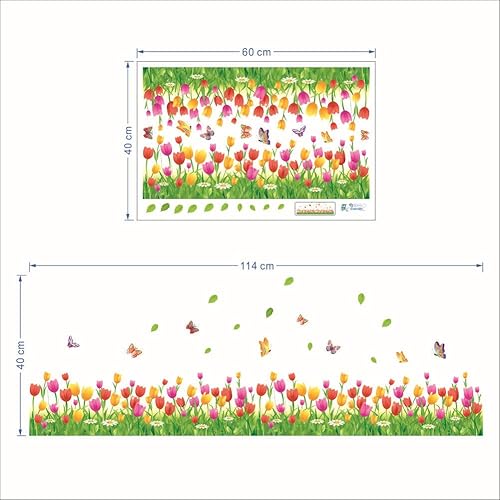 Miniatura 9 de Amaom Removable Beautiful Green Sunflower Flowers Grass with Flying Butterfly Wall Decals Murals Home Art Decor Peel Stick Wall Stickers for Wall