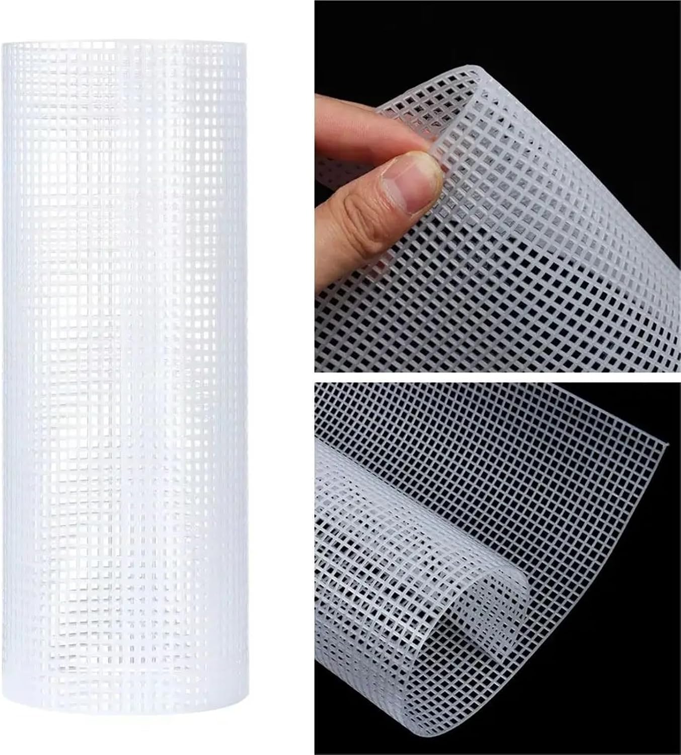 Plastic Hinge Dowel Inserts 4Pcs Handbag Accessories Plastic Bag Mesh Grid Durable 33x50CM Canvas Sheets Black White Acrylic Yarn Crafting Knit(White Large Grid)