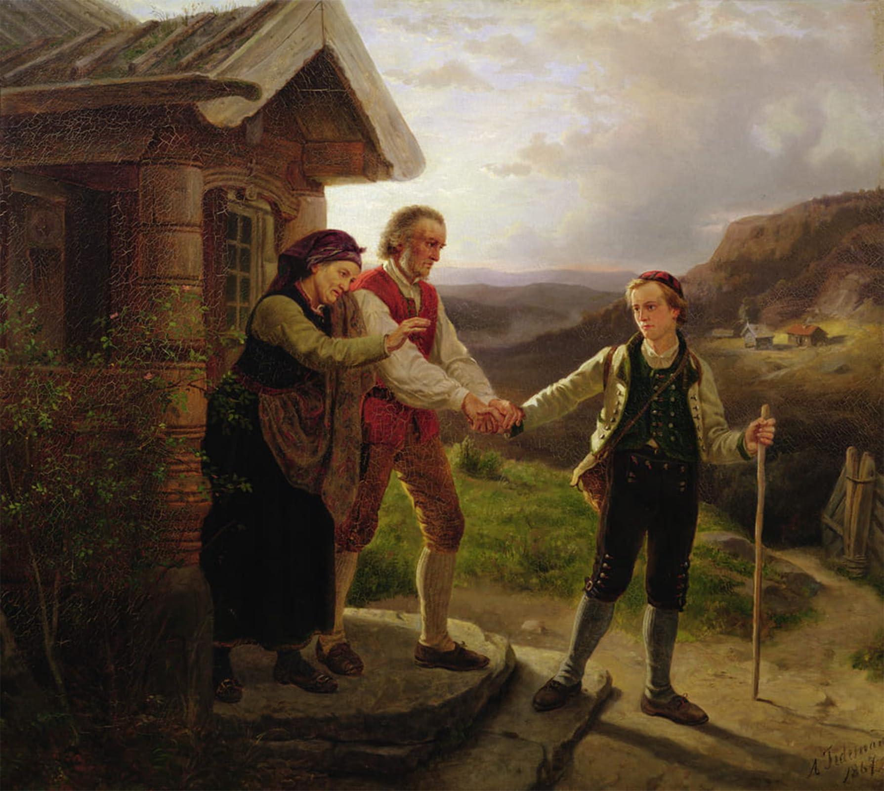 POSTERIIk Vintage Print Pop Art Landscape Artwork the Youngest Son's Farewell by Adolph Tidemand Art Prints for Office Home Decor 60x90cm