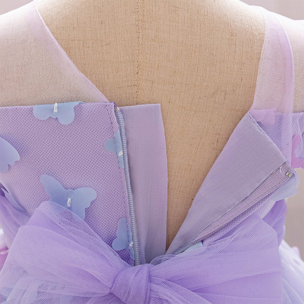 IDOPIP Toddler Baby Girls Butterfly Tutu Dress Birthday Party Pageant Tulle Flower Girl Dress for Wedding Communion Gown - Image 7