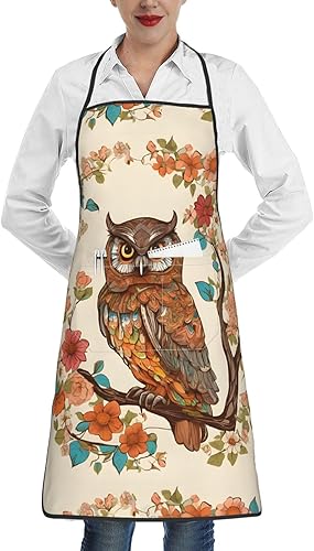 Unisex Apron With Pocket, Owl Beliefs Chef Apron For Cooking, Bbq & Crafts, Spillproof Kitchen Protection Bib With Large Utility Pocket For Adults