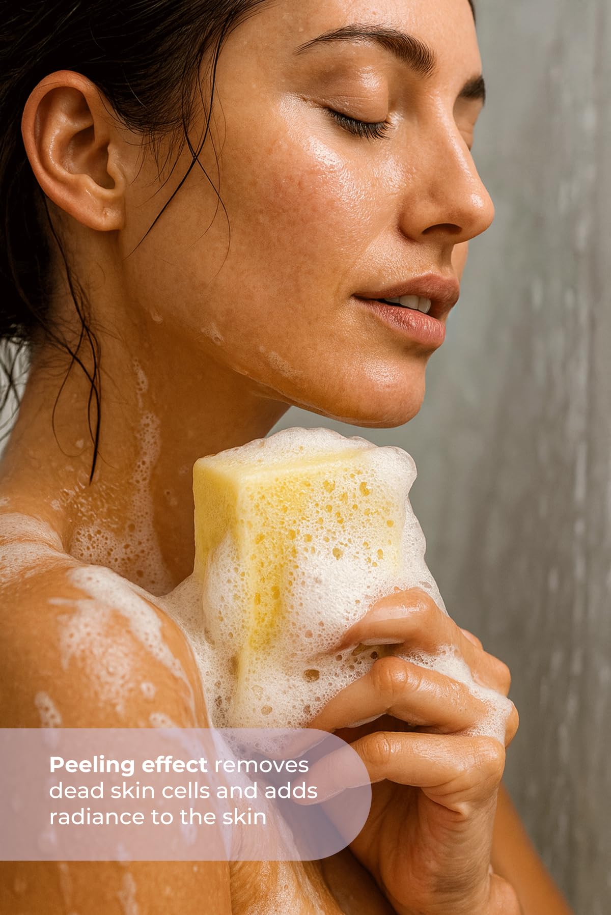 Black Shine Turkish Hammam - Barra de jabón exfoliante con esponja - Esponja exfoliante corporal para ducha - Esencial para el baño listo para regalo, exfoliante corporal (leche de cabra)