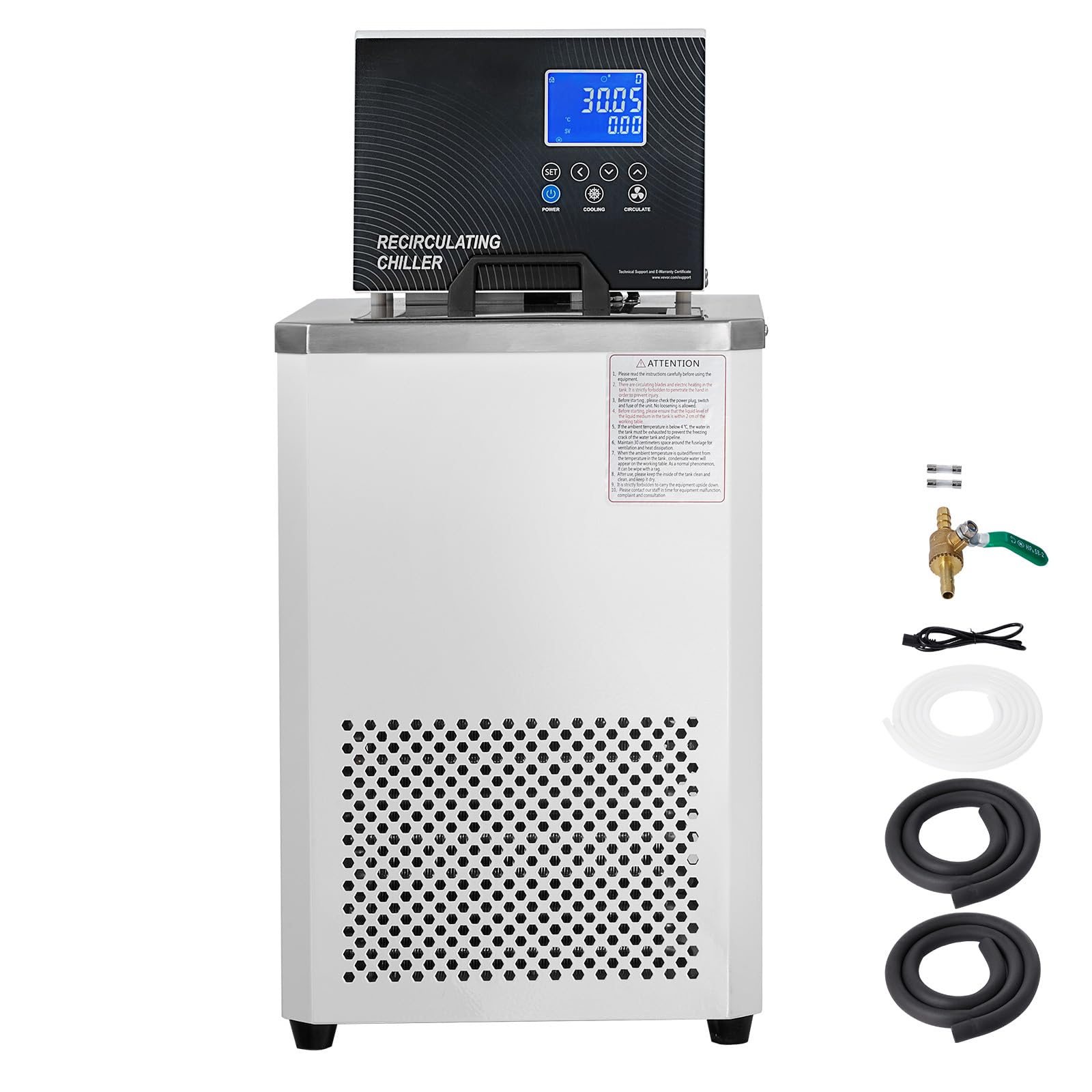 Happybuy 6L Laboratory Chiller Circulator, 23°F-212°F Cooling Pump Chiller, LCD Display, 304 Stainless Steel Recirculating Water Bath, Lab Use