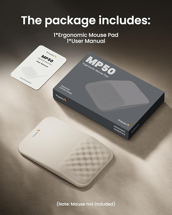ProtoArc MP50 Ergonomic Mouse Pad with Wrist Rest, MP50 Mousepad with Massage Design, Soft Memory Foam and Non-Slip PU Base for Pain Relief, Desk, Home, Office, 12x8 Inches, Beige (Mouse Not Included) by ProtoArc - Used condition - Image 6