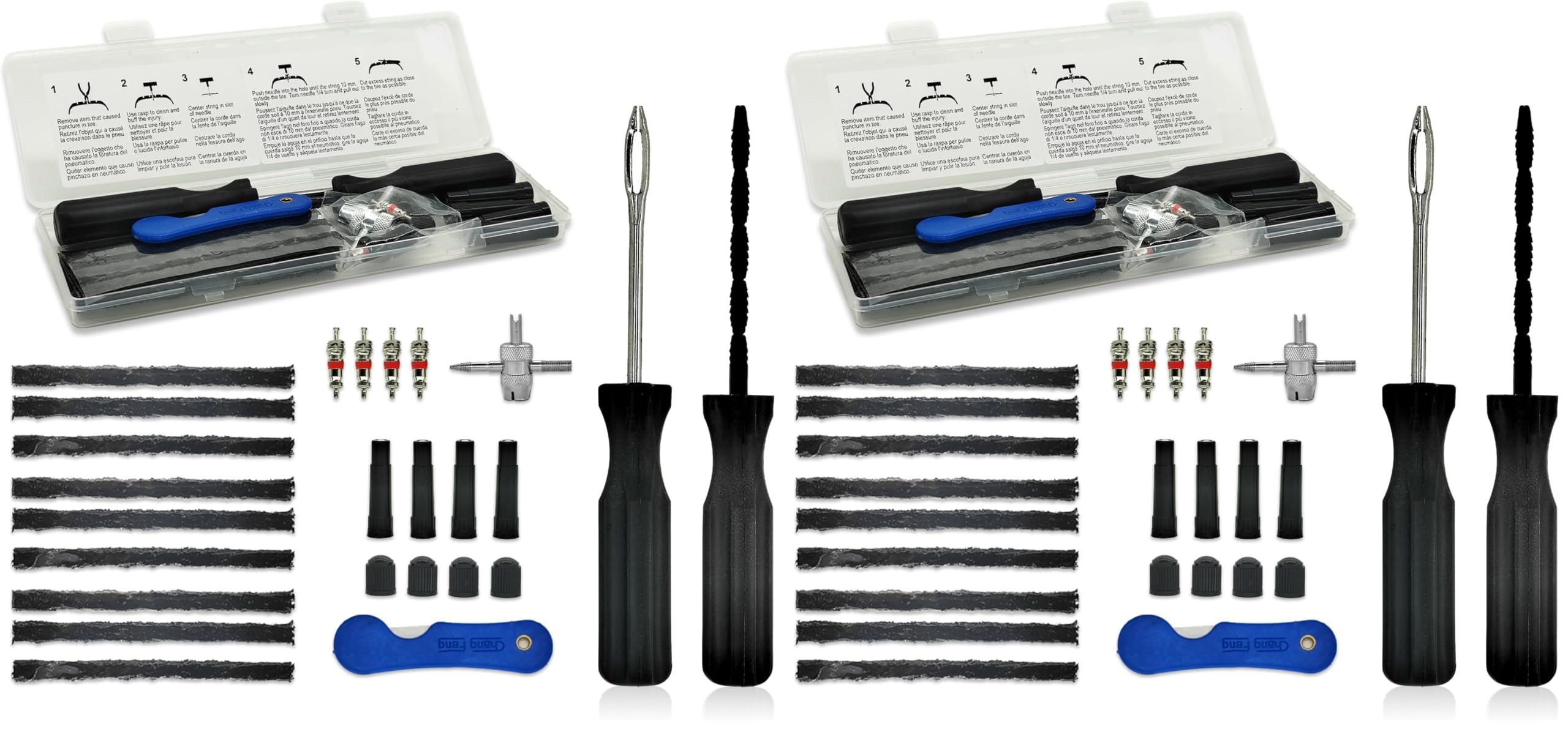 TT-M26 Tubeless Tire Repair Kits, 26pcs Compact Tire Puncture Repair Kit, Tire Repair Tools and Tire Repair Plugs for Cars Motorcycles… (Pack of 2)