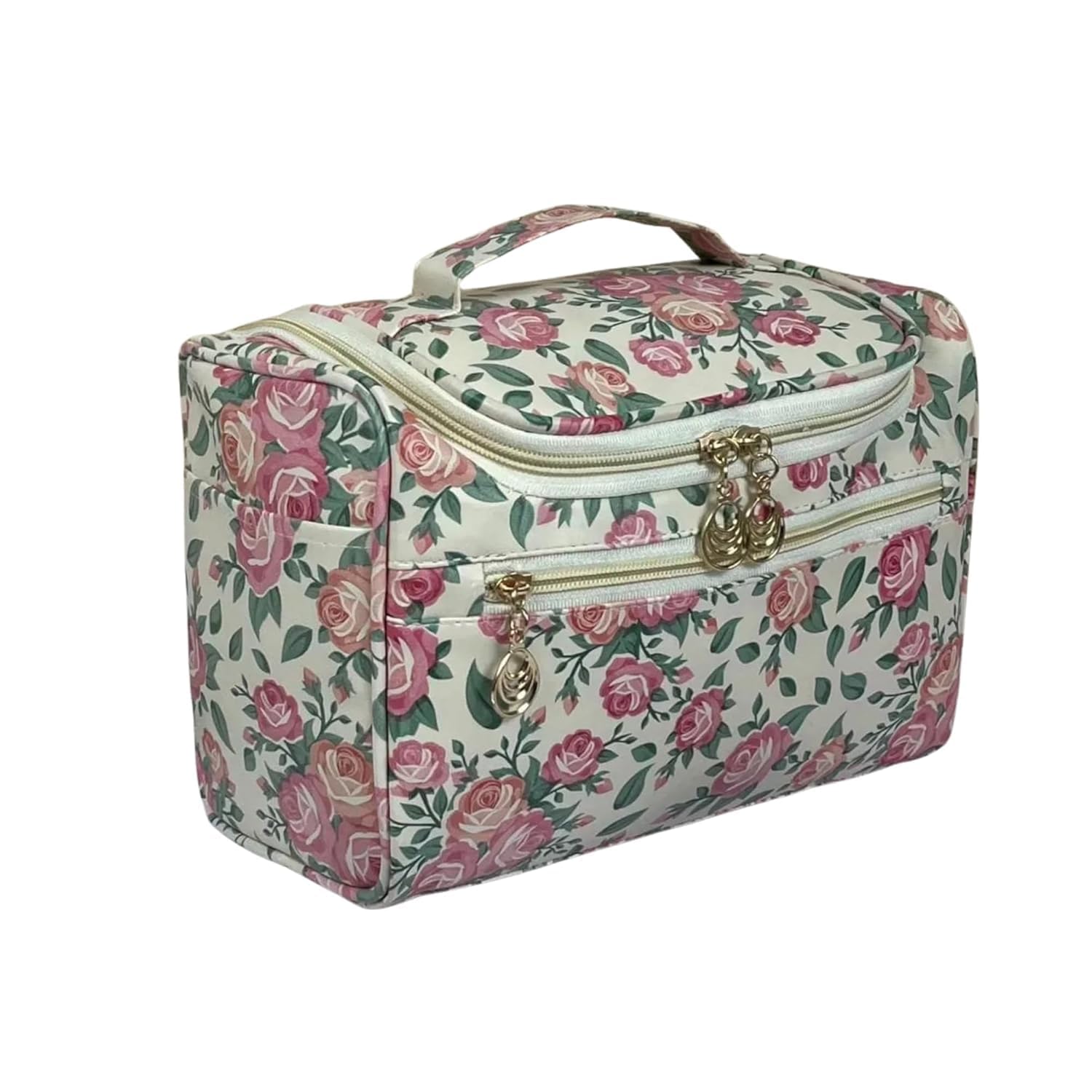 inkulture Multicolor Floral Cosmetic Makeup Organizer Bag | Water-Resistant Hanging Toiletry Bag with Hook & Multiple Compartments | Large Travel Storage for Women & Men-picture-3