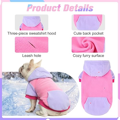 Miniatura 4 de BEAUTYZOO Sudadera con capucha de forro polar para perro con bolsillo y agujero para la correa, ropa elástica para perros pequeños, medianos y