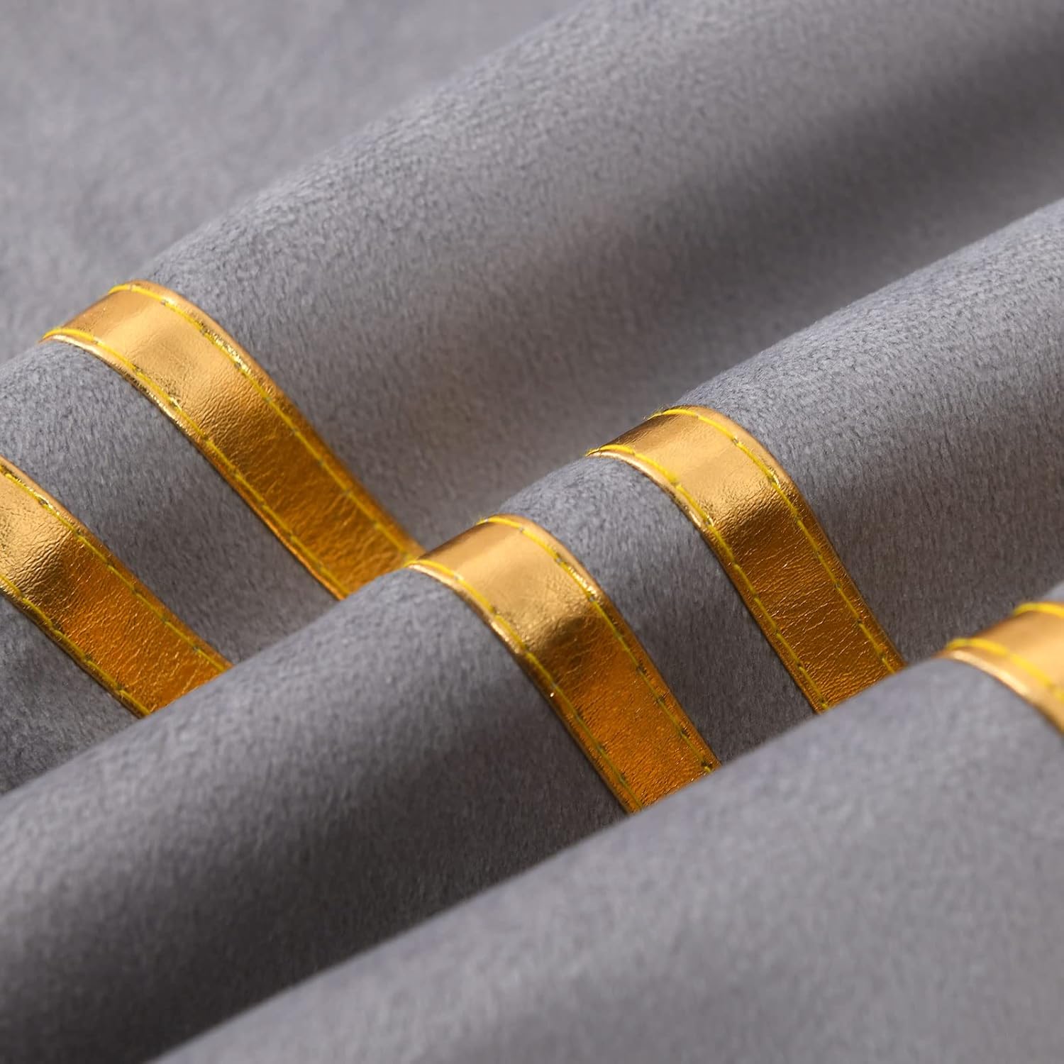 WACOMECO Pack of 2 Gold Throw Pillow Covers - Soft Decorative Luxury Velvet Cushion Covers Pillow Cases with Gold Leather for Sofa Bedroom Livingroom Car, 18 x 18 in, Grey - Image 5