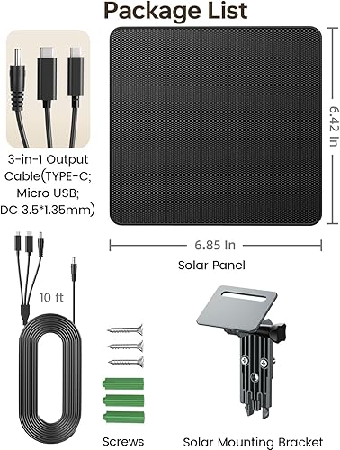 Miniatura 7 de KJK Panel solar de cámara de rastro con batería de 5000 mAh, cargador solar ETFE de 6 V 5 W para juegos y cámaras de batería de anillo compatibles,