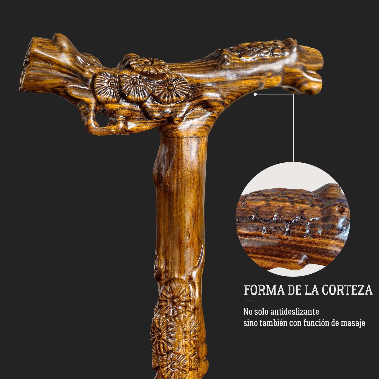 Bastón de Madera Tallado a Mano para Hombre y Mujer, con función de Masaje, soporta hasta 226 kg, Bastones de para Personas Mayores, Adecuado para Regalar (Ramas de árbol)