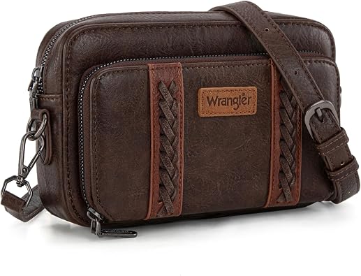 Wrangler Crossbody Bag for Women Shoulder Purse Small Multi Pocket Crossover Bag with Adjustable Strap