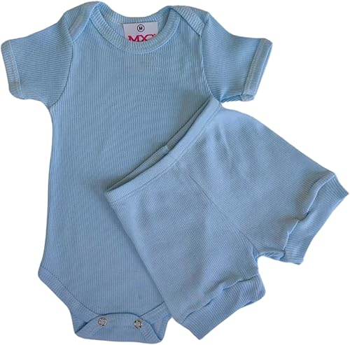 Kit Conjunto Body Short Tapa Fralda Bebê Liso Menino Menina Manga Curta Antialérgico Malha Algodão Canelado MXC BRASIL