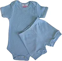Kit Conjunto Body Short Tapa Fralda Bebê Liso Menino Menina Manga Curta Antialérgico Malha Algodão Canelado MXC BRASIL