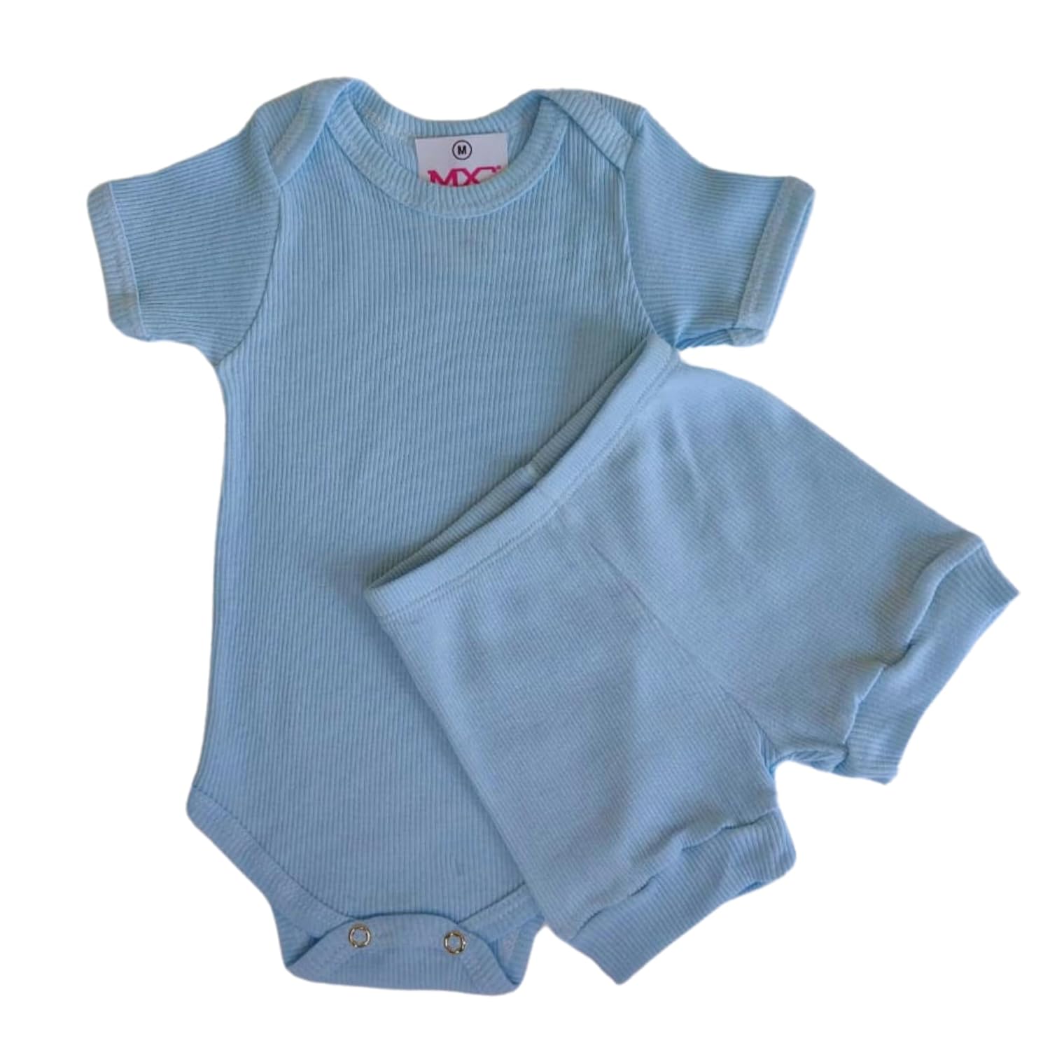 Kit Conjunto Body Short Tapa Fralda Bebê Liso Menino Menina Manga Curta Antialérgico Malha Algodão Canelado MXC BRASIL