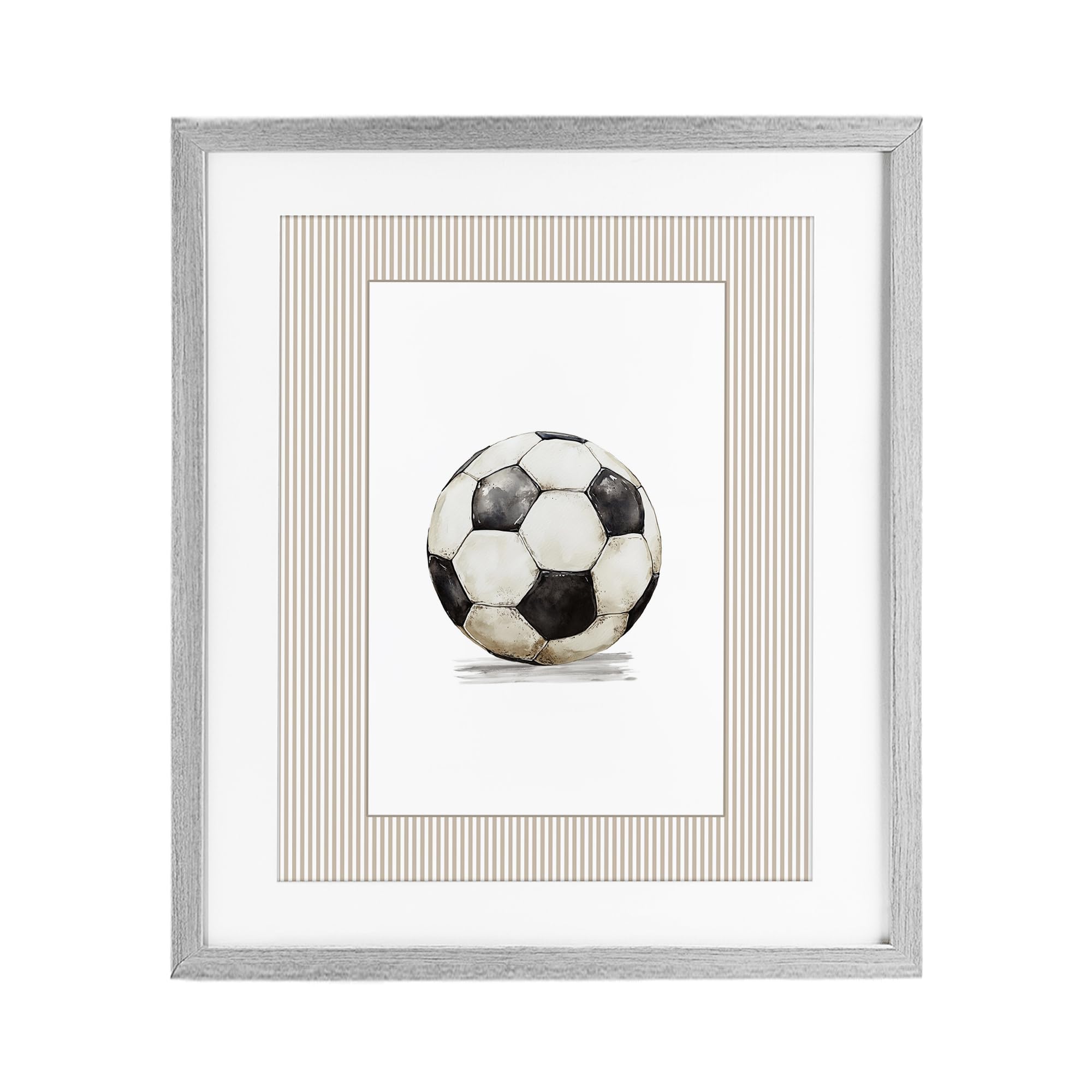Stupell Industries Farmhouse Gray (Textured) Vintage Soccer Ball Comic, 17 X 21 Inch Framed Print Under Glass