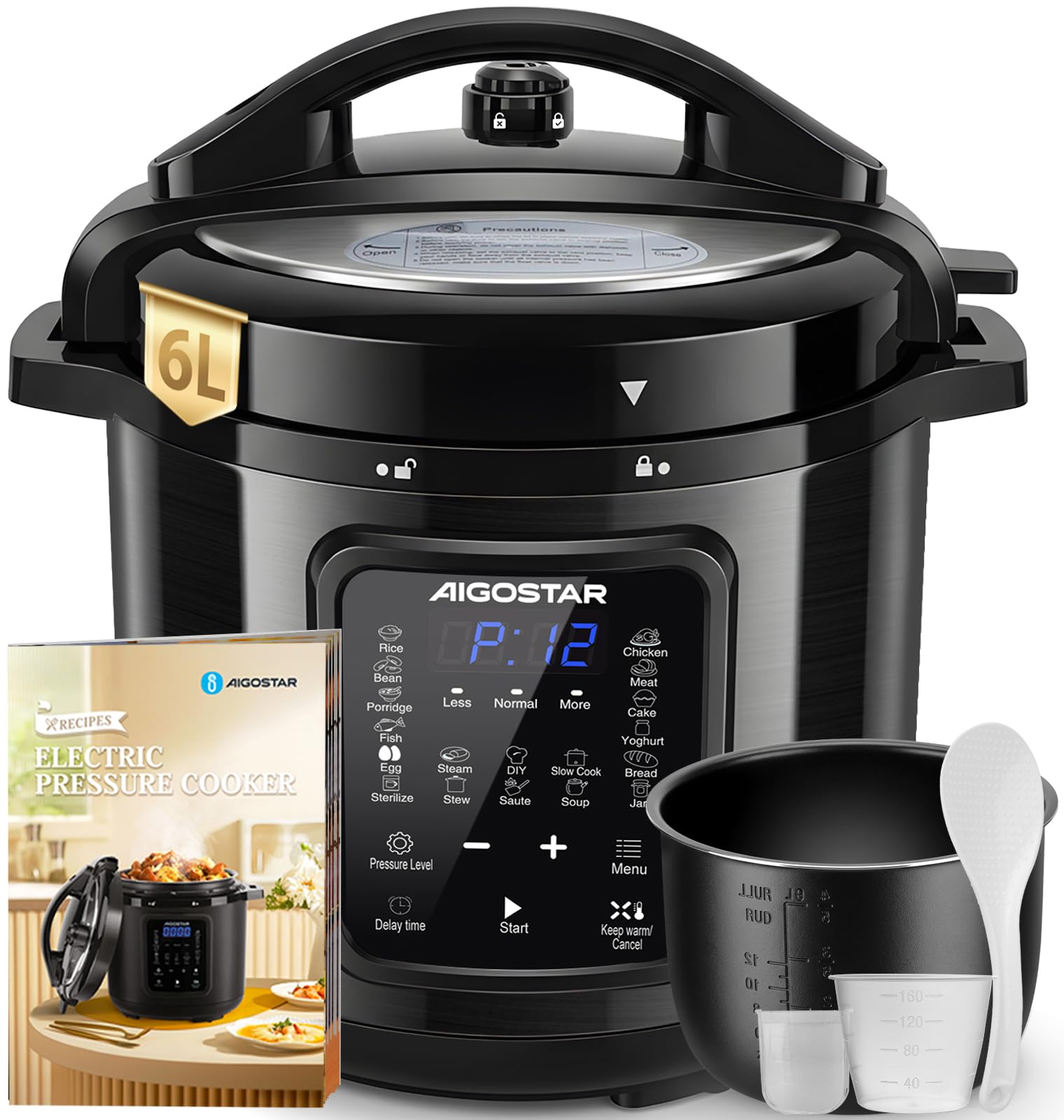 Aigostar Derrick Black Programmable Electric Cooker 6L