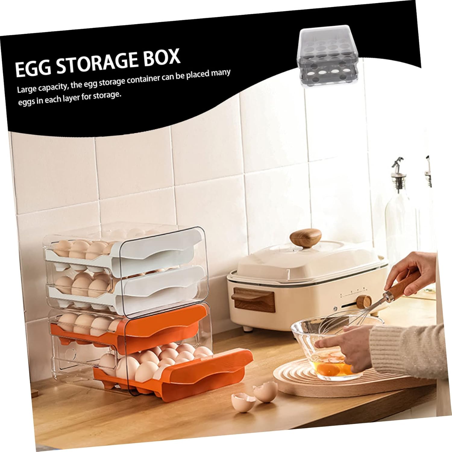 Egg Storage Container Egg Holder Reusable Fridge Supply Kitchen Storage Box