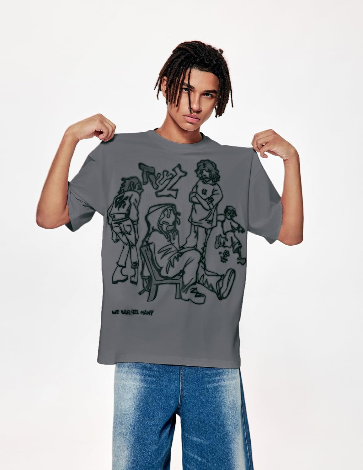 Vamtac Oversized Graphic Tees Y2k Vintage Tops for Men Streetwear Cotton T Shirts - Image 4