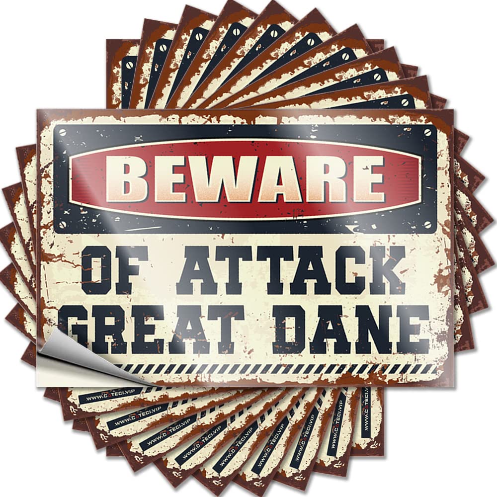 Men Bedroom Decor Student Tattoo - Beware of Attack Great Dane Garage Waterproof Vinyl Sticker(6X9CM)