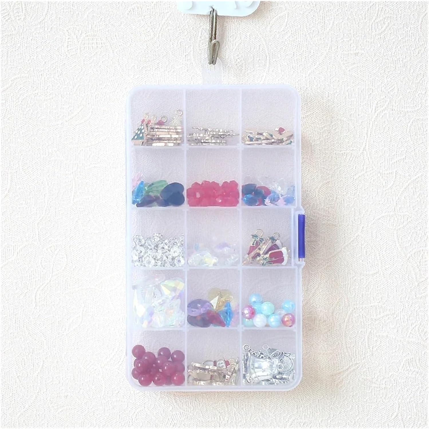 12 Sizes Plastic Storage Jewelry Box Compartment Adjustable Container Earring Rectangle Case for Display(19x13x1.8cm)