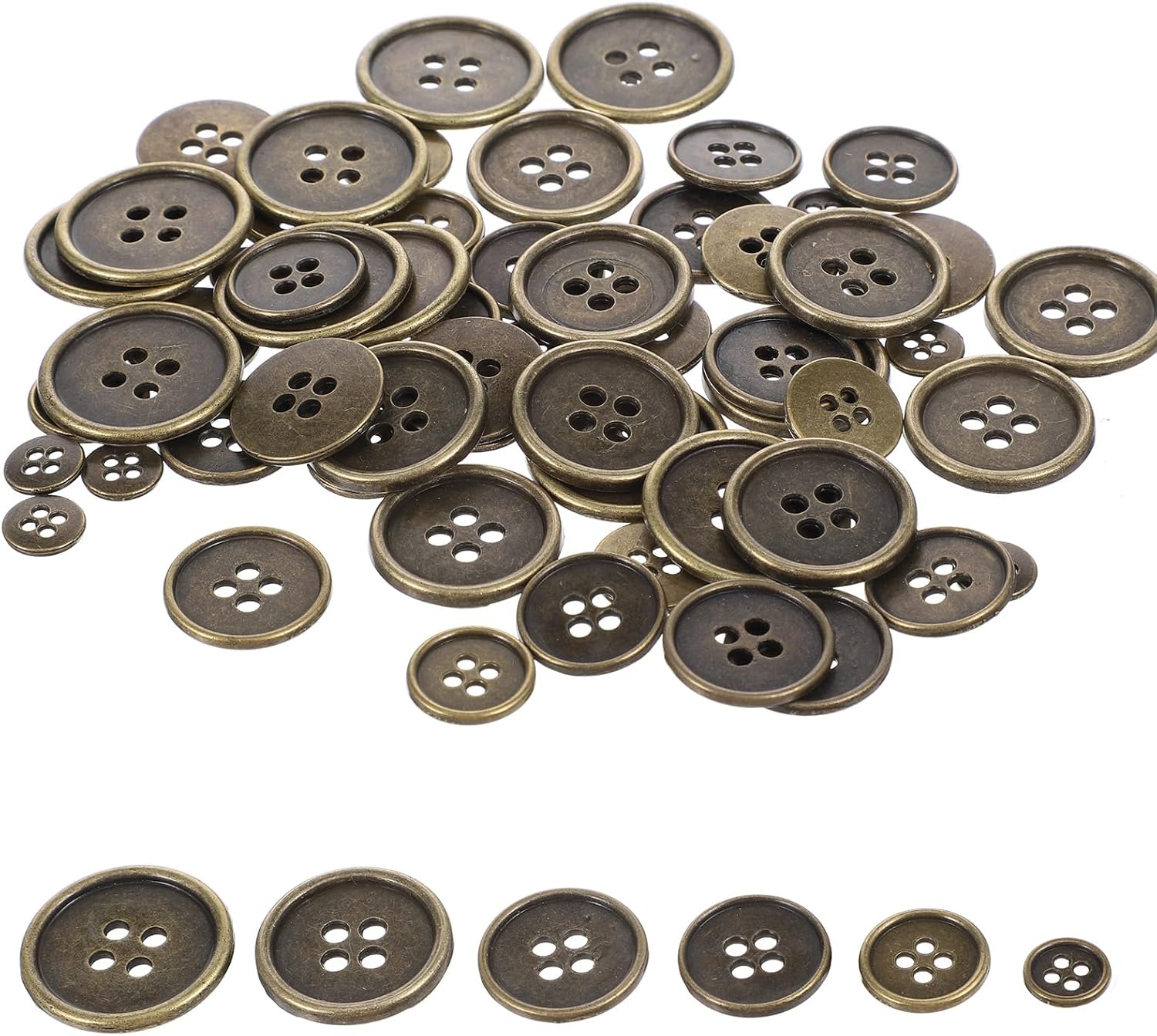 60Pcs Antique Brass Blazer Button Set, Antique Bronze Suits Coat Buttons, Round Retro 4-Hole Button for Men Women Uniform Shirt Suit and Jacket Sewing Craft DIY