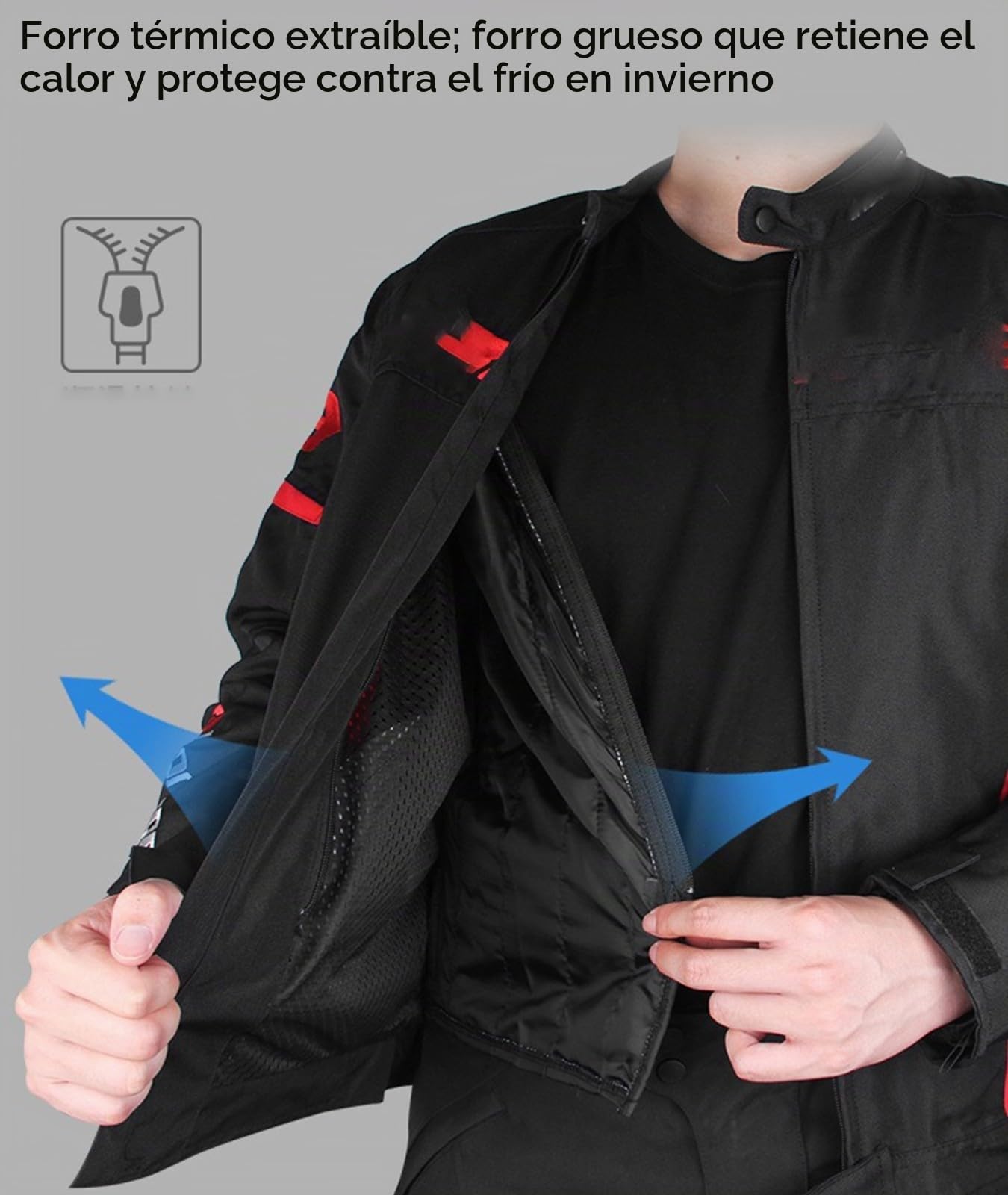 BLUEZY Moto Traje De Moto Para Hombre Chaqueta De Moto Impermeable Con Protecciones Chaqueta Moto Con Armadura Extraíble Chaqueta Pantalones De Moto Transpirables Para Las Cuatro Estaciones A,XL