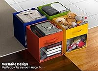 Vista 5 de Sorbus 13 Inch Storage Bins with Clear Window - 6 Foldable Baskets for Organizing Clothes, Toys, Books - Sturdy Collapsible Fabric Storage Cubes