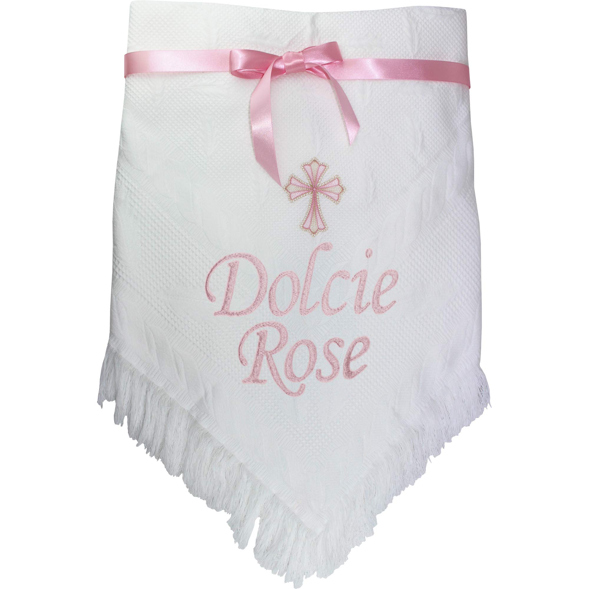 TeddyTs Personalised White Baby Birth Shawl Blanket