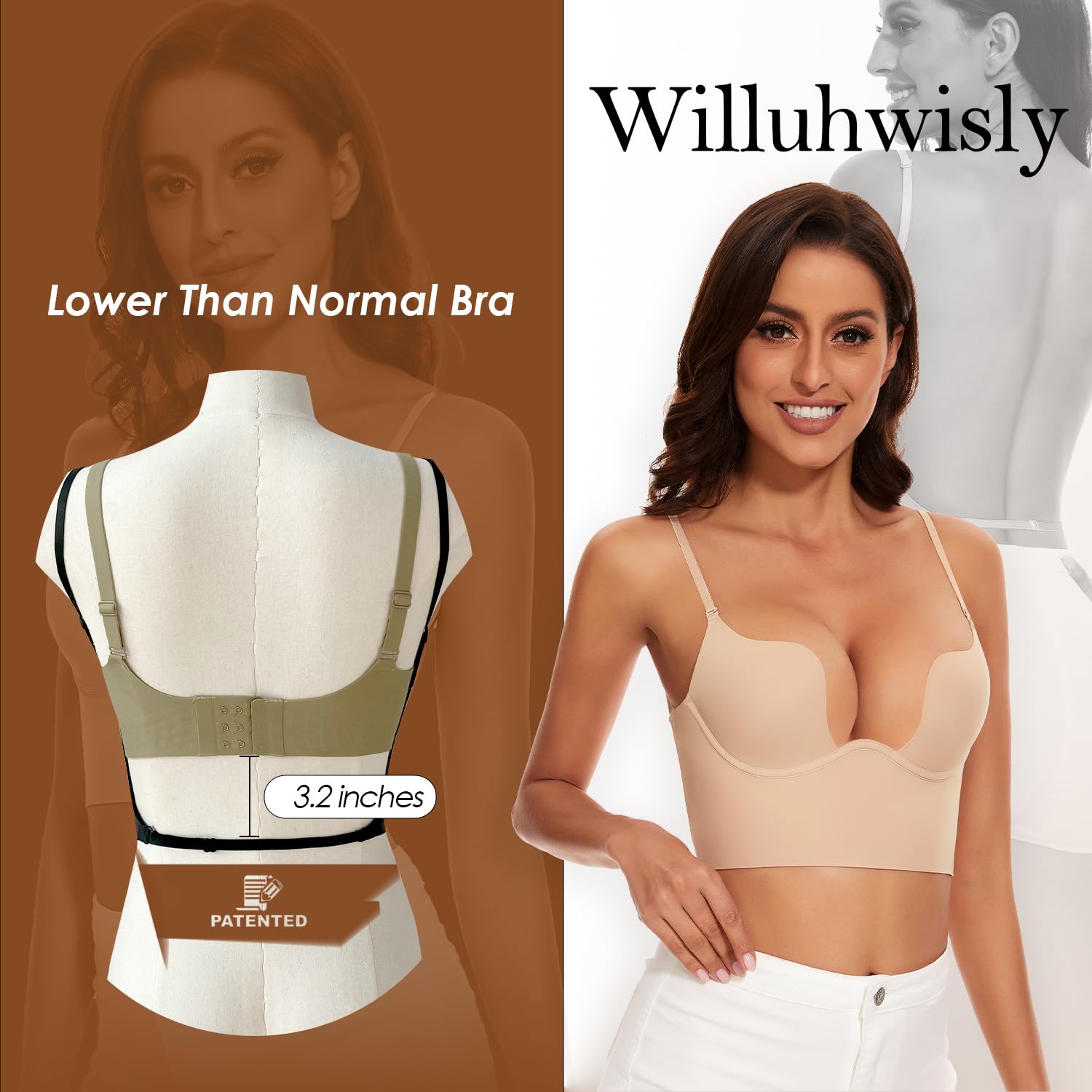 Femme Soutien-Gorge Dos Nu, Multi-Positions Décolleté Profond sans Couture Soutien-Gorge Convertible Dos Nu